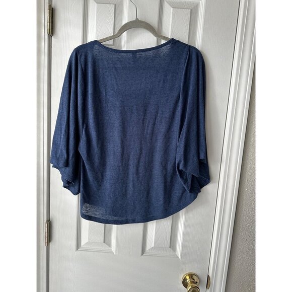 Blue Sequin Striped Blouse Size Medium - Picture 3 of 4